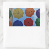 Kleurrijke paraplu rechthoekige sticker (Tas)