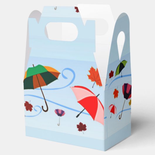 Kleurrijke paraplu's op blauw bedankdoosjes (Geopend)