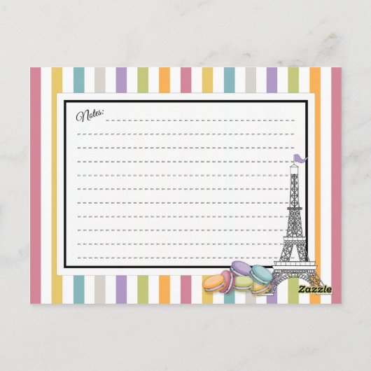 Kleurrijke Paris Macarons Eiffel Tower Recipcard Briefkaart (Achterkant)