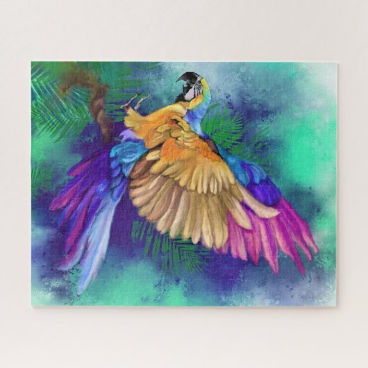 Kleurrijke Parrot Jigsaw Puzzle Waterverf Legpuzzel (Horizontaal)