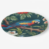 Kleurrijke Parrot Tropical Oerwoud Leaves Papieren Bordje (Gekanteld)