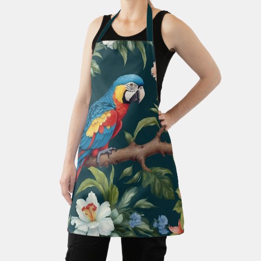 Kleurrijke Parrot Tropical Oerwoud Leaves Schort (Insitu)
