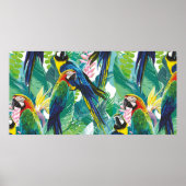 kleurrijke parrots en exotische bloemen poster (Voorkant)