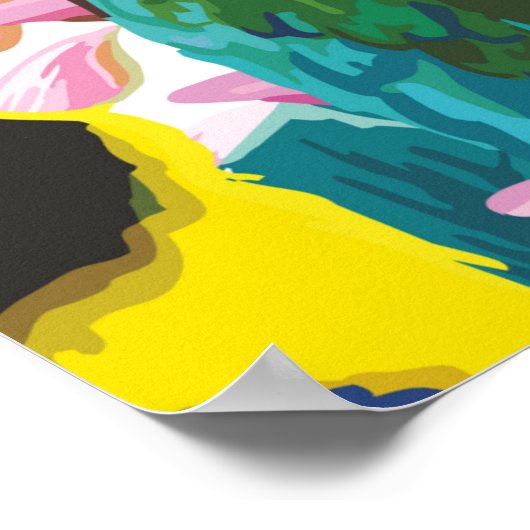 kleurrijke parrots en exotische bloemen poster (Hoek)