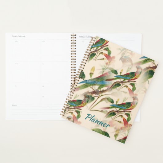 Kleurrijke parrots en prachtige bloemen planner (Display)