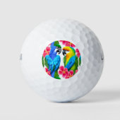 Kleurrijke parrots met tropische bloemen golfballen (Voorkant)