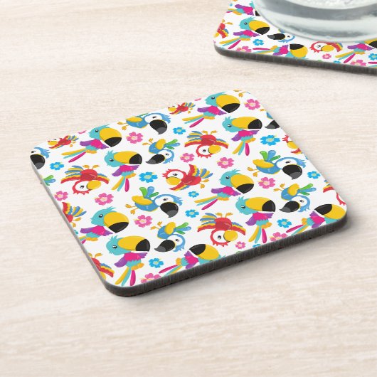 Kleurrijke parrots, tropische parrots, vogels, blo bier onderzetter (Linkerzijde)