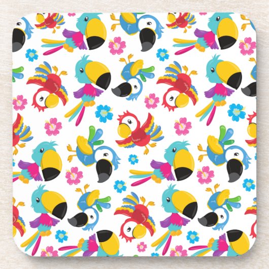 Kleurrijke parrots, tropische parrots, vogels, blo bier onderzetter (Voorkant)