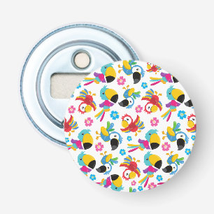 Kleurrijke parrots, tropische parrots, vogels, blo button flesopener