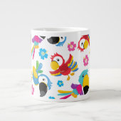 Kleurrijke parrots, tropische parrots, vogels, blo extra grote beker (Voorkant)