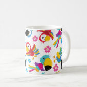 Kleurrijke parrots, tropische parrots, vogels, blo koffiemok (Voorkant rechts)