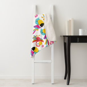 Kleurrijke parrots, tropische parrots, vogels, blo sherpa deken