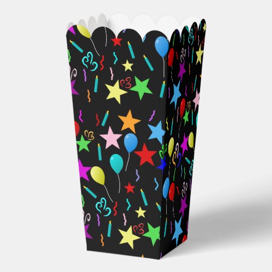 Kleurrijke partijballonnen en sterren bedankdoosjes (Voorkant)
