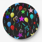 Kleurrijke partijballonnen en sterren papieren bordje (Voorkant)