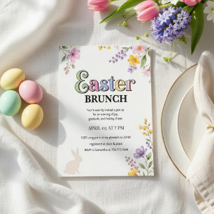 Kleurrijke Pasen Brunch Uitnodiging Lente Bloeme