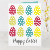 Kleurrijke Pasen Eieren Gelukkig Pasen Groet Kaart (Gele Bloem)