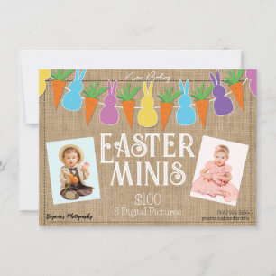 Kleurrijke Pasen Konijnen & Minis Fotografie Flyer Kaart