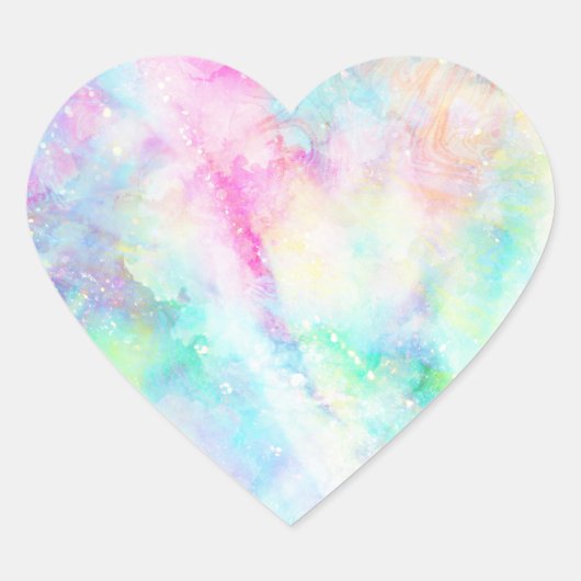 Kleurrijke pasteelregenboogkleurige kleurstof hart sticker (Voorkant)