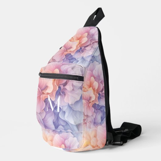 Kleurrijke pastel Abstract bloemenpatroon, meisjes Sling Bag (Rechterhoek)