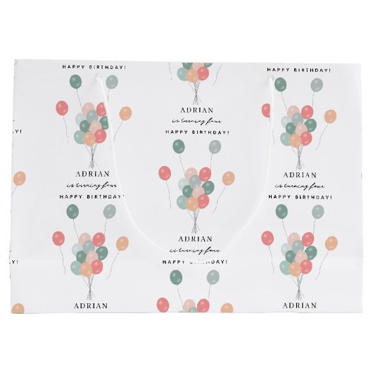 Kleurrijke Pastel Ballonnen Moderne Verjaardag Naa Groot Cadeauzakje (Achterkant)