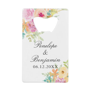 Kleurrijke Pastel Bloemen Lente bruiloft Dank u Kredietkaart Flessenopener