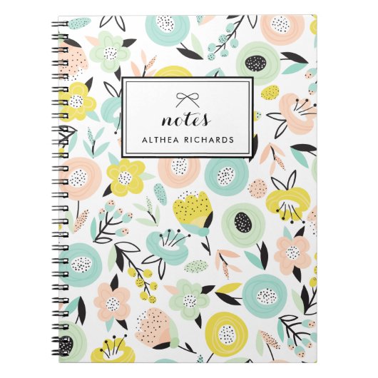 Kleurrijke Pastel Bloempatroon Custom Notitieboek (Voorkant)
