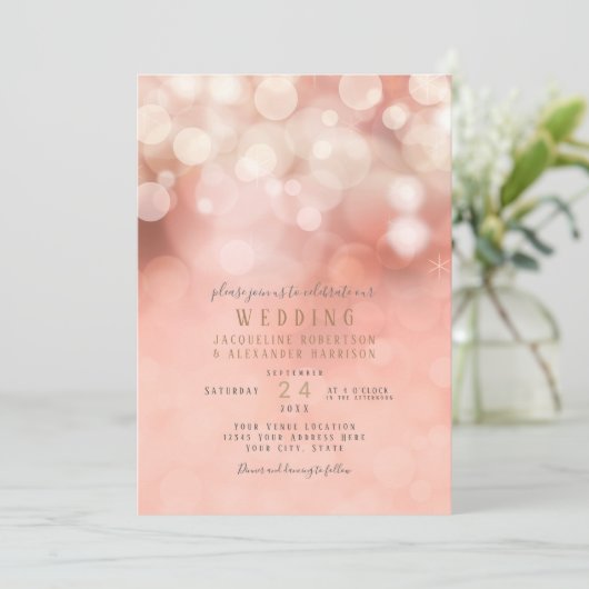 Kleurrijke Pastel Bokeh Twinkling Lights Blush Pin Kaart (Staand voorkant)