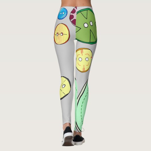 Kleurrijke pastel Buttonnen Leggings (Achterkant)