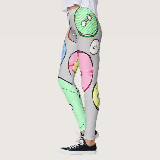 Kleurrijke pastel Buttonnen Leggings (Links)