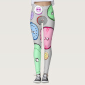 Kleurrijke pastel Buttonnen Leggings (Voorkant)