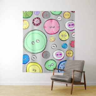 Kleurrijke pastel Buttonnen Wandkleed