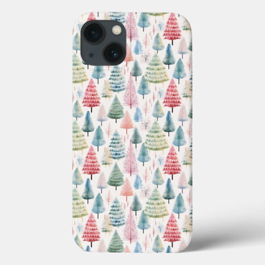 Kleurrijke Pastel Christmas Pine Trees Patroon Case-Mate iPhone Case (Achterkant)