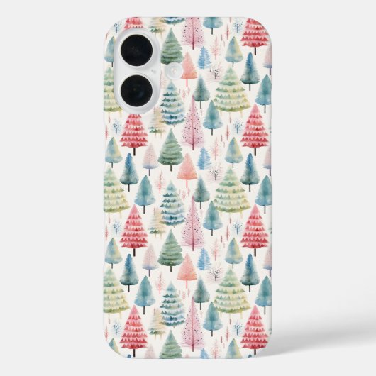 Kleurrijke Pastel Christmas Pine Trees Patroon Case-Mate iPhone Case (Achterkant)