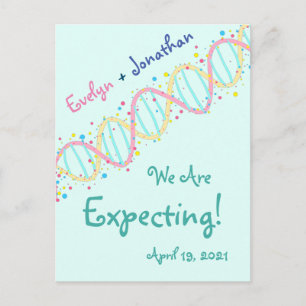 Kleurrijke Pastel DNA We verwachten een Baby Briefkaart