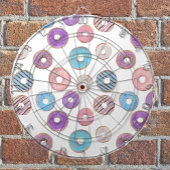 Kleurrijke pastel donut roze en blauwe illustratie dartbord