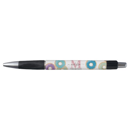 Kleurrijke Pastel Donuts & Sprinkles Monogram Pen (Voorkant)