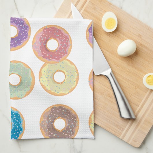 Kleurrijke Pastel Donuts & Sprinkles Patroon Theedoek (Quarter Fold)