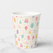 Kleurrijke Pastel Gelukkige Verjaardag Feest Cup