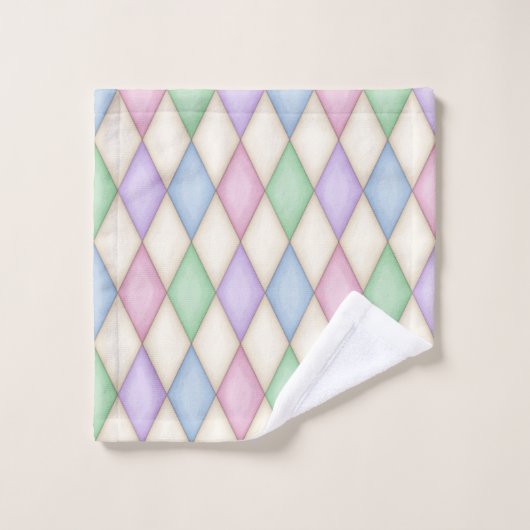 Kleurrijke Pastel Harlequin Patroon Bad Handdoek (Wasdoekje)