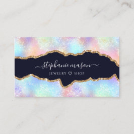 Kleurrijke Pastel Holographic Glitter Agaat Girly Contactkaartje