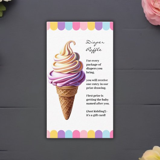 Kleurrijke Pastel Ice Cream Sundae Baby shower Informatiekaartje