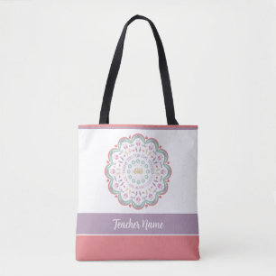 Kleurrijke pastel mandala naam voor waardering van draagtas