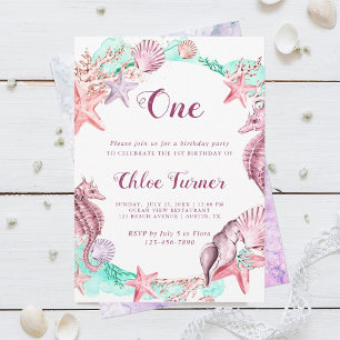 Kleurrijke Pastel Onder het Zee Meisje Verjaardag Kaart