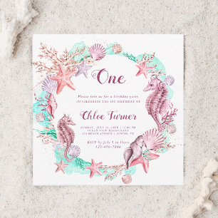 Kleurrijke Pastel Onder het Zee Meisje Verjaardags Kaart