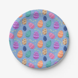 Kleurrijke Pastel Paaseieren Herhalend Patroon Papieren Bordje