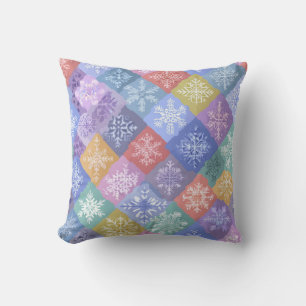 Kleurrijke Pastel Patchwork Sneeuwvlok Worp Kussen