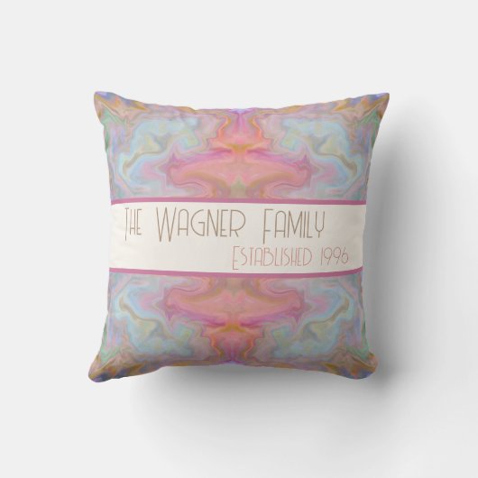 Kleurrijke Pastel Persoonlijke Naam Datum Abstract Kussen (Achterkant)