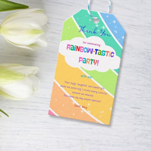 Kleurrijke Pastel Rainbow Sparkle Cadeaulabel