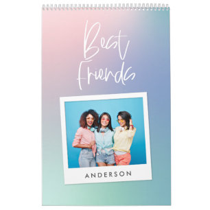 Kleurrijke pastel regenboog foto beste vriend kale kalender