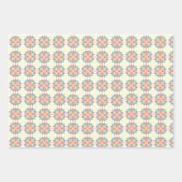 Kleurrijke Pastel Roze Bloemen Patroon  Inpakpapier Vel